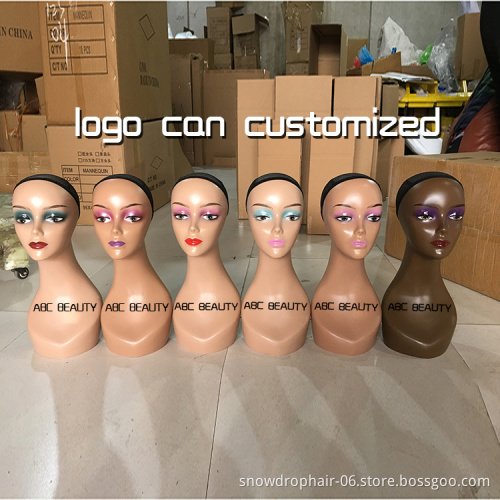 Custom made dark skin pretty mannequin head with shoulders with layered lashes 3d lash head mannequin head for hat